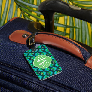 Peacock Feather Pattern Monogram Personalisiert Gepäckanhänger