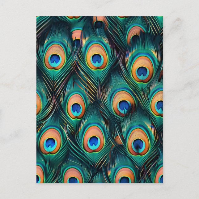 Peacock Feather Pattern Postkarte (Vorderseite)