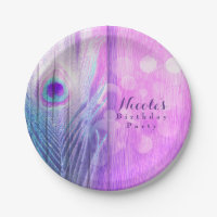 Peacock Feather Pink & Blue Boho Chic Custom Party