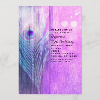 Peacock Feather Pink & Blue Boho Party Einladungen