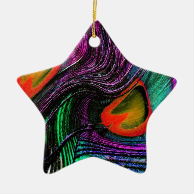 Peacock feather rainbow keramik ornament (Vorne)