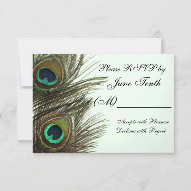 Peacock Feather RSVP-Karte RSVP Karte (Vorderseite)