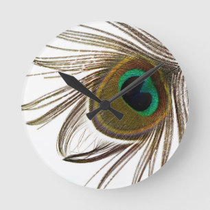 Peacock Feather Runde Wanduhr