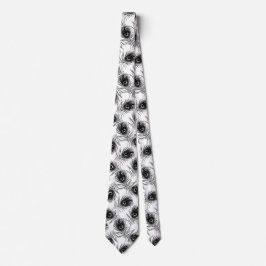 Peacock Feather Schwarz-weiß Mens Necktie Krawatte