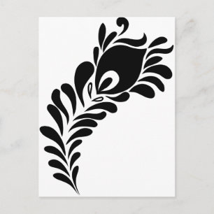 Peacock Feather-Silhouette Postkarte