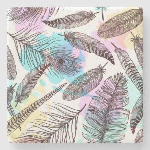 Peacock Feather Steinuntersetzer