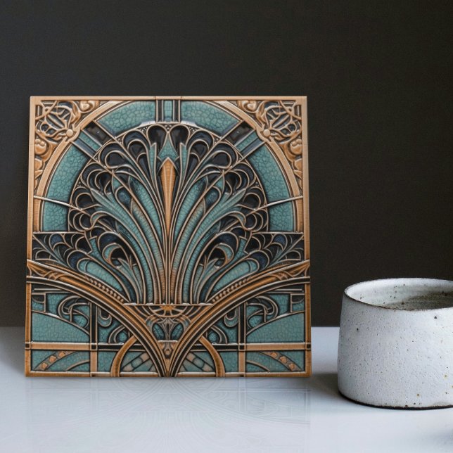 Peacock Feather Symbolismus Belle Epoque Art Deco Fliese (Von Creator hochgeladen)