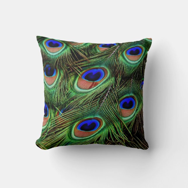 Peacock Feather Throw PIllow Kissen (Vorderseite)