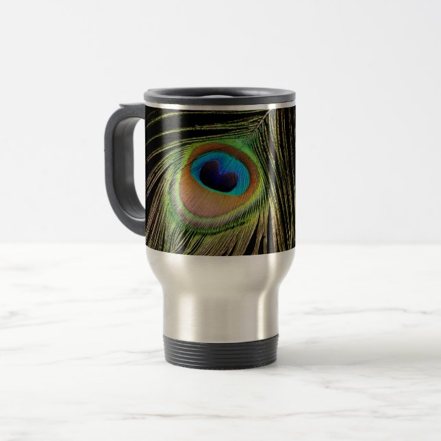Peacock Feather Travel Mug Reisebecher (Vorderseite Links)