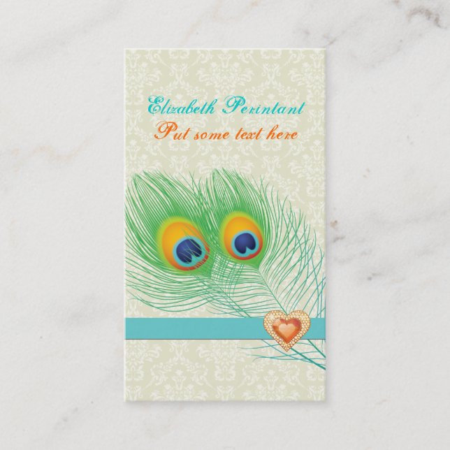 Peacock feather türkis orange Auge einfangen Visitenkarte (Vorderseite)