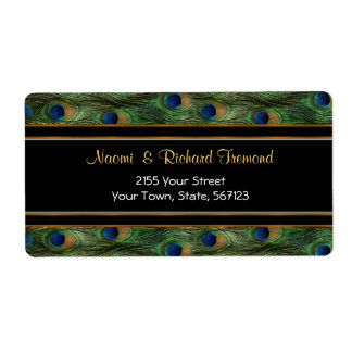Peacock Feather und Black Address Label