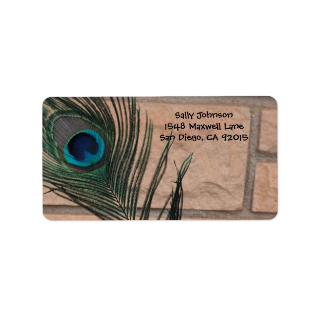 Peacock Feather und Bricks Address Labels Adressaufkleber (Vorne)