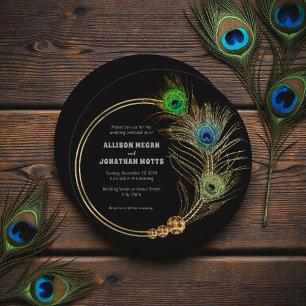 Peacock Feather Vibranting Elegante Hochzeit Einla Einladung