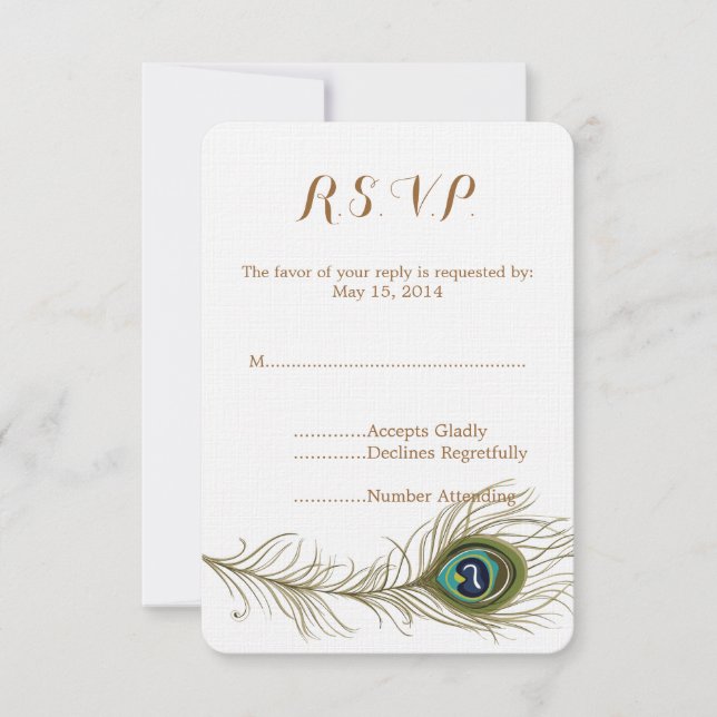 Peacock Feather Wedding RSVP (Vorderseite)