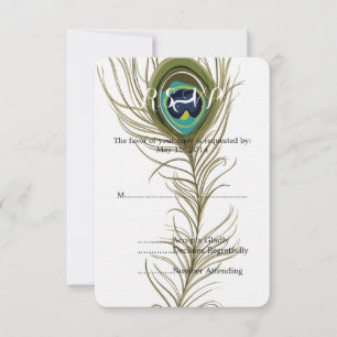 Peacock Feather Wedding RSVP Karte