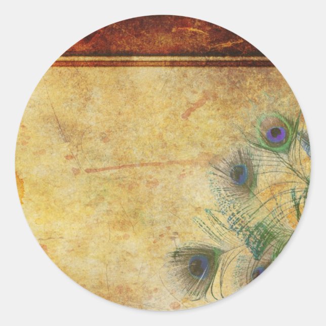 Peacock Feather Wedding Umschlag Aufkleber (Vorderseite)