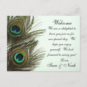 Peacock Feather Wedding Welcome Bag Postkarte