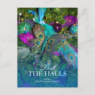 Peacock Feather Weihnachtsdekorationen Postkarte