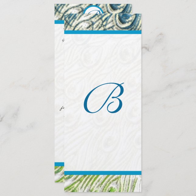 Peacock Feather Wirbel Einladung Hochzeit (Vorne/Hinten)