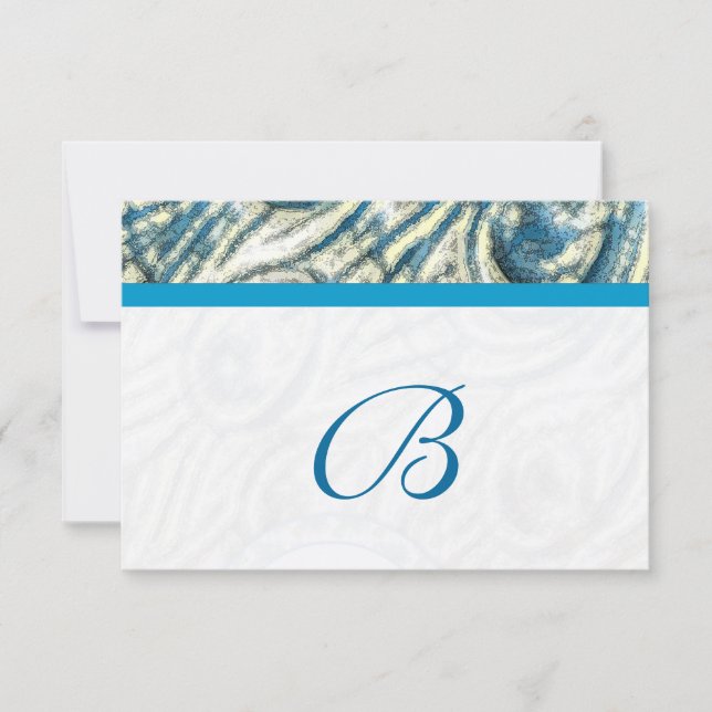 Peacock Feather Wirbel Wedding RSVP Karte (Vorderseite)