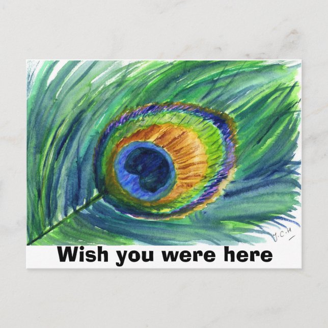 Peacock feather, Wish you were here Postkarte (Vorderseite)