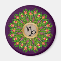 Peacock Feather Wreath Zodiac Sign Capricorn