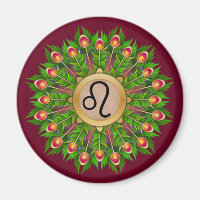 Peacock Feather Wreath Zodiac Sign Leo