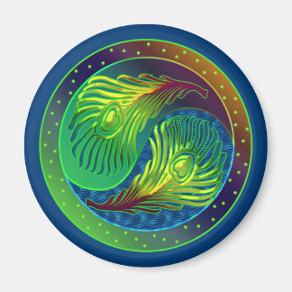 Peacock Feather Yin Yang 4 Magnet