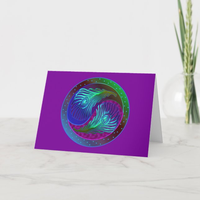 Peacock Feather Yin Yang 5 Karte (Vorderseite)