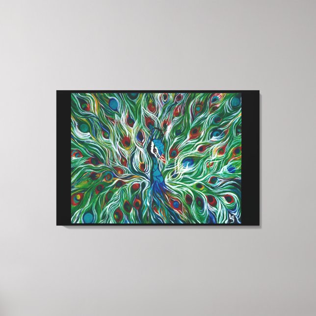 Peacock Feathers 36" x 24" Premium Canvass Print Leinwanddruck (Vorderseite)