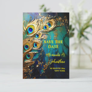 Peacock feathers 3D art iridescent elegante Save The Date