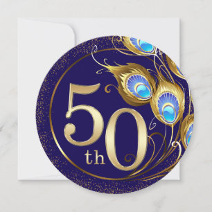Peacock Feathers 50. Diamond Wedding Jubiläum Einladung
