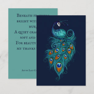 Peacock Feathers Aquamarin Peacocks Dankeskarte
