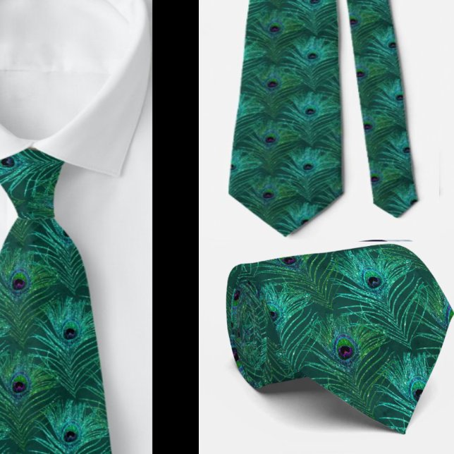 Peacock Feathers Aquamariner Glitzer Necktie Neck Krawatte (Von Creator hochgeladen)