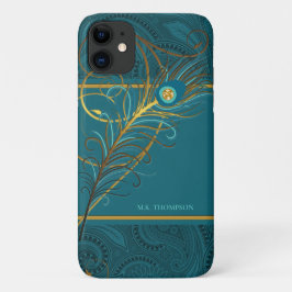 Peacock Feathers auf Aquamarin Paisley Case-Mate iPhone Hülle