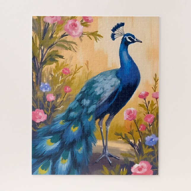 Peacock Feathers Beautiful Floral Animal Puzzle (Vertikal)