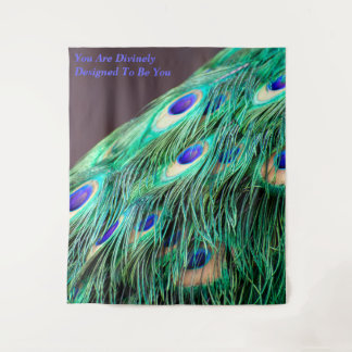 Peacock Feathers Blue Green Lila Angebot Wandteppich