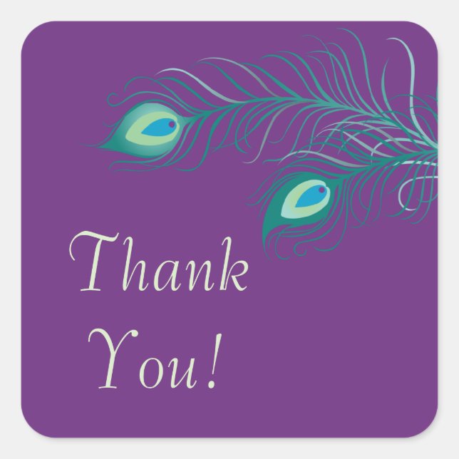 Peacock Feathers Brautparty Square Sticker (Vorderseite)