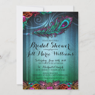Peacock Feathers Bridal Dusche Einladung