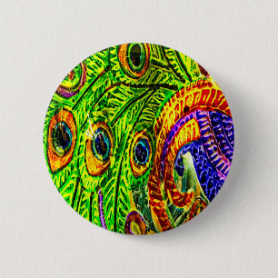 Peacock Feathers Button