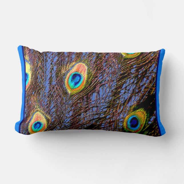 Peacock Feathers Designer Throw Kissen (Vorderseite)
