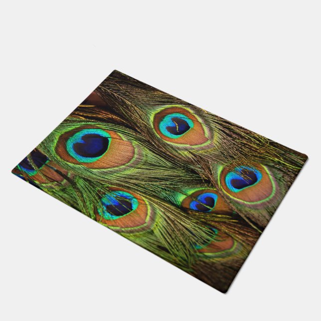 Peacock Feathers Door Mat Fußmatte (Schrägansicht)
