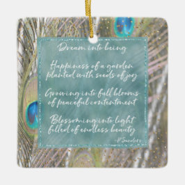 Peacock Feathers Dream Poem Gold Confetti Keramikornament