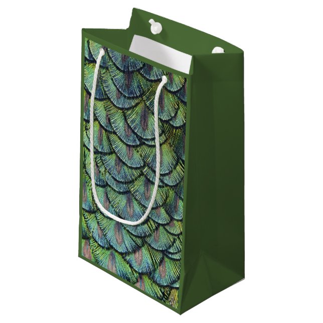 Peacock Feathers Geschenktasche Kleine Geschenktüte (Vorderseite Schrägansicht)