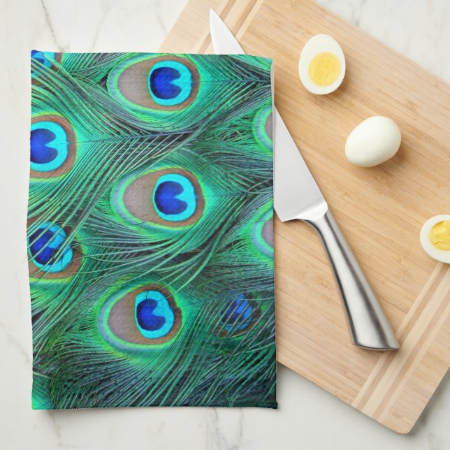 Peacock Feathers Geschirrtuch (Viertel Falte)