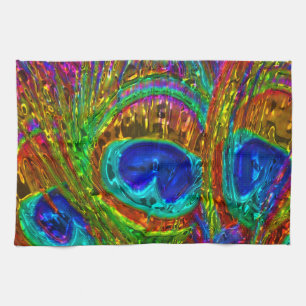Peacock Feathers Glas Art 1 Küchentuch