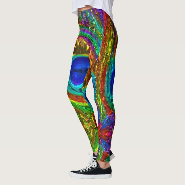 Peacock Feathers Glass Art 1 Leggings (Links)