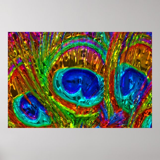 Peacock Feathers Glass Art 1 Poster (Vorne)