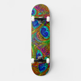 Peacock Feathers Glass Art 1 Skateboard