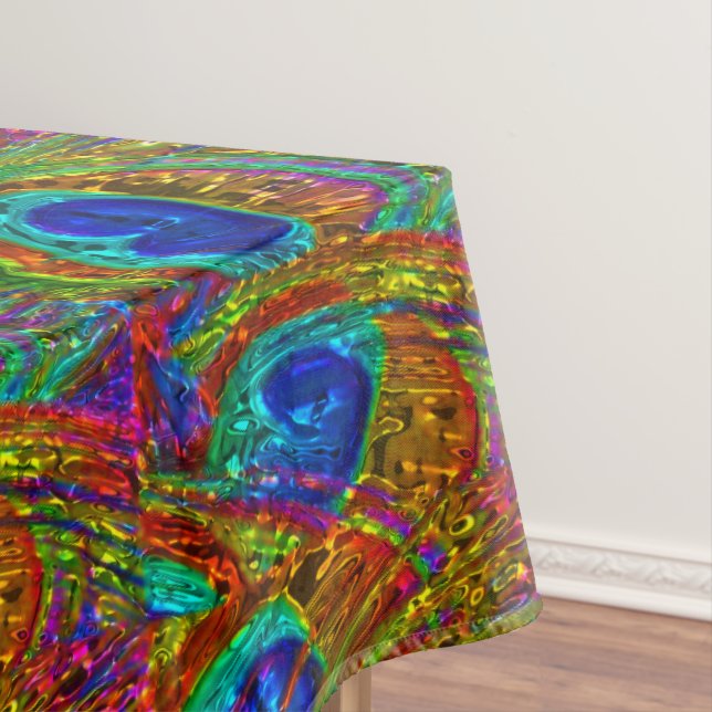 Peacock Feathers Glass Art 1A Tableclout Tischdecke (Beispiel)